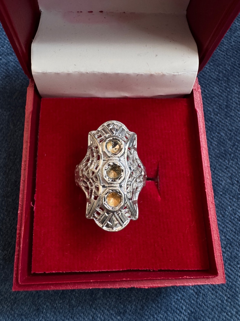 Uncas sign Sterling Silver art deco Ring Size 5.5